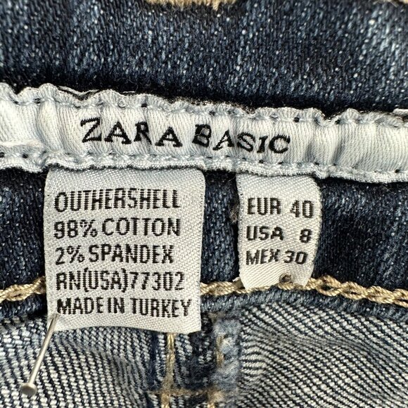 Zara Basic Womens Jean Shorts 8 Blue Denim Mid-Rise Zip Front Pockets - Picture 5 of 11